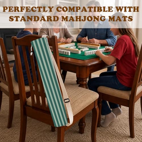 Green Striped Mahjong Mat Bag with Adjustable Straps - color: Green Striped