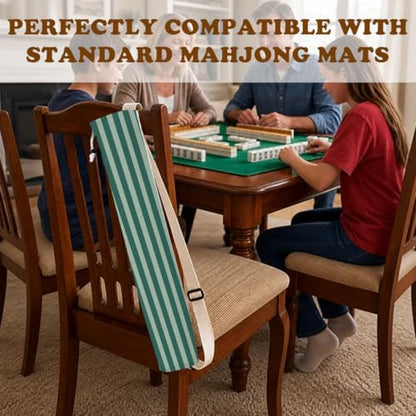 Green Striped Mahjong Mat Bag with Adjustable Straps - color: Green Striped
