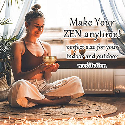 Relaehih 2-Pack Tibetan Singing Bowls Set - 100% Handmade in Nepal, Sound Bowl Meditation Set for Yoga, Chakra Healing, Meditation Gifts, Unique Gifts for Women (Blue, 3.15 + 4 inch) - color: Blue