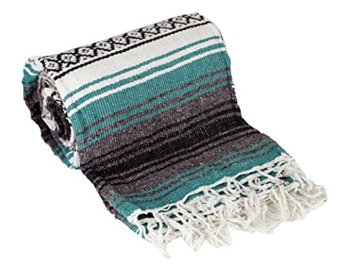 Canyon Creek Mexican Style Falsa Yoga Blanket (Teal Green) - color: Teal Green
