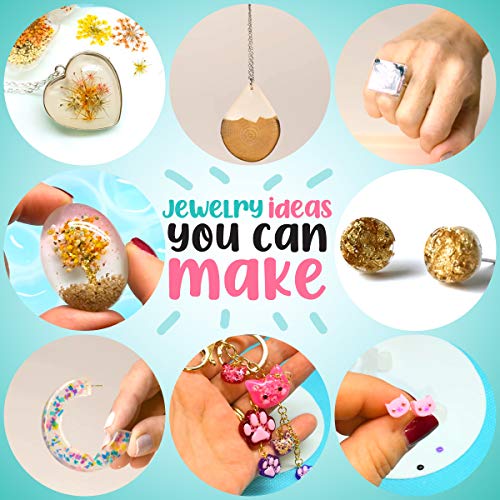 Goody King Resin Jewelry Making Starter Kit - Resin Kits for Beginners with Molds and Resin Jewelry Making Supplies - Silicone Casting Mold, Tools Set Clear Epoxy for DIY Jewelry