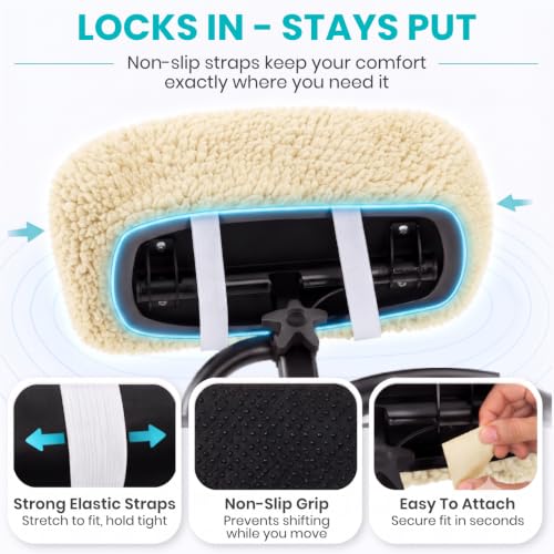 Vive Mobility Knee Scooter Pad Cover - Soft Adult Sheepskin Memory Foam - color: Off-white