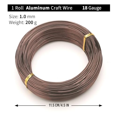 Bonsai Training Aluminum Wire, 1.0mm 18 Gauge Bronze 200g, Bendable Anodized Craft Wire, Flexible Armature Wire for Bonsai Tree Shaping, DIY Handcraft and Model Making(Bronze-1.0) - color: Brown, size: 18 Gauge