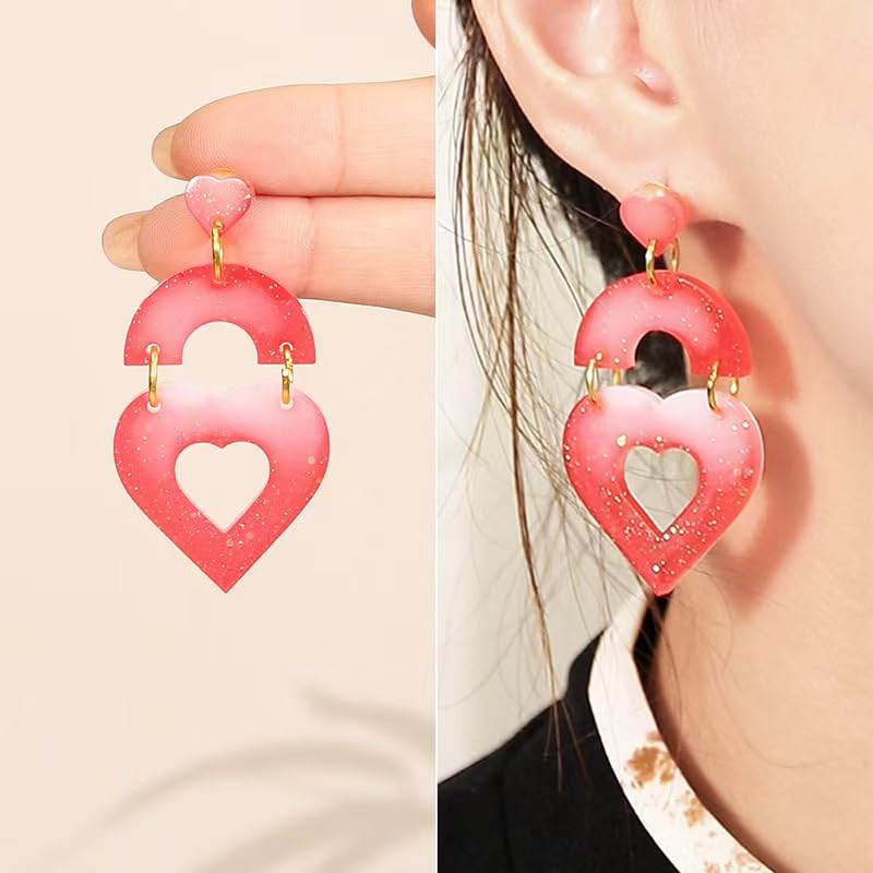 4 PCS Earring Resin Molds Multi Layer for DIY Pendant Keychain Earrings | Flexible, Easy to Release Resin Earrings Mold with 40 Earring Hooks