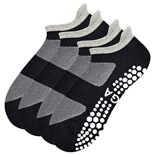 Busy Socks 2 Pack Women Ankle Non Slip Yoga Pilates Grip Socks with Cushion | Anti Skid Slipper Arch Support Socks for Barre Bikram Dance Trampoline Fitness Hospital Home Floor Walking Jogging Cardio - color: 2 Pairs Black