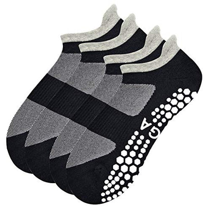 Busy Socks 2 Pack Women Ankle Non Slip Yoga Pilates Grip Socks with Cushion | Anti Skid Slipper Arch Support Socks for Barre Bikram Dance Trampoline Fitness Hospital Home Floor Walking Jogging Cardio - color: 2 Pairs Black