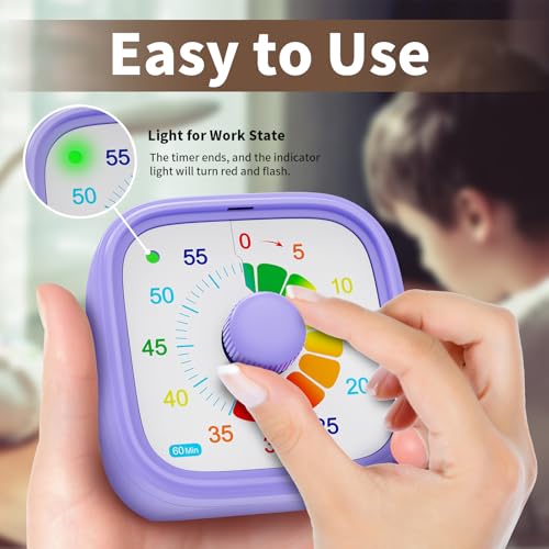Potty Training Timer- Replace Potty Watch for Toddler Girls Boys, 60-Minute Countdown Viaul Timer with Ring Vibration Reminder for Kids Cultivate The Sense of Time Get to Know Time - color: Purple01