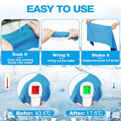 MENOLY 6 Pack Cooling Towels, 40"x12" Cooling Towels for Neck and Face with Breathable Carrying Bags,Soft Microfiber Instant Cooling Rags, Gym Workout Sweat Towel for Sports, Yoga, Camping, Running - size: 6 Pack