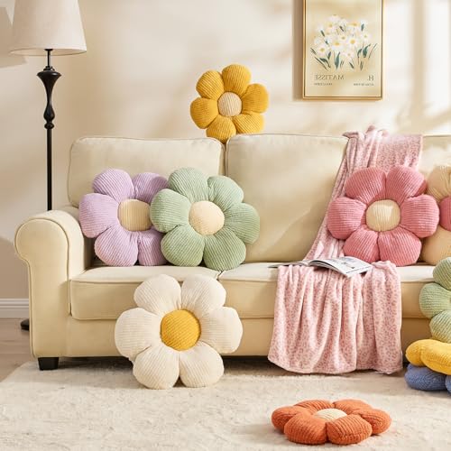 XIAIJIA Flower Pillow,Daisy Throw Pillows, Flower Cushion, Yellow,19.6 Inch | Decorative pillows, cute flower shaped pillow, flower pillows for bed, floral cushions, decor for bedroom, couch, sofa - color: Yellow, size: 19.6 Inch