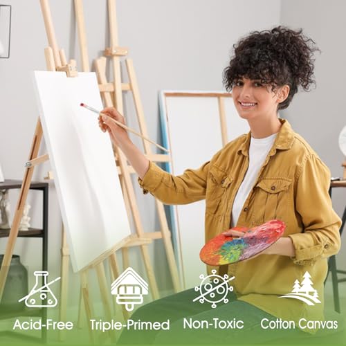 FUMILE Stretched Canvas for Painting 10x10, 12 Pack Square Canvases for Painting-5/8 in Profile Primed White Blank Painting Canvas Value Pack for Oil & Acrylic Paint - size: 10x10 in