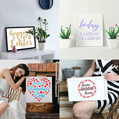 16 Piece Seasonal Home Sign Stencils - Reusable Festival Word Stencils for Painting on Wood Walls, Home Door Decorations (11 Inches) - size: 11 Inches