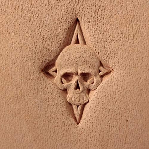 DandS ltd Skull Leather Stamp Tool, Professional Steel Craft Tool for Leatherworking, Embossing, Carving & Stamping Leather Projects, Belts Wallets & DIY Projects Compatible with Mallet #377B - color: Skull Face 0.63 x 0.98"