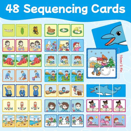 Sequencing Cards,Sequence Board Game for Kids,Story Storytelling,Speech Therapy Toys Materials for Autism,Social Skills,Sentence Building,Educational Classroom Preschool Learning Activities - style: 3 Sequencing Cards