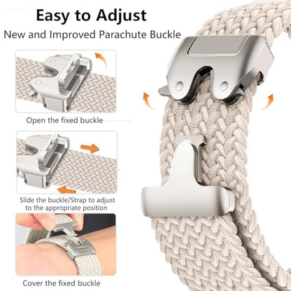 Nylon Braided band Compatible with Samsung Galaxy Watch 8/9 40mm 44mm - color: Starlight