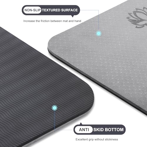 UMINEUX Yoga Mat Extra Thick 1/3'' & 2/5" Non Slip Yoga Mats for Women Eco Friendly TPE Fitness Exercise Mat with Carrying Sling & Storage Bag - color: GREY, size: 72"x24"x2/5"