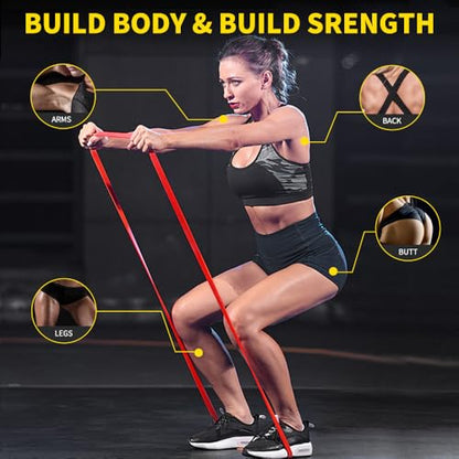 ROSAPOAR Resistance Band Pull up Band Fitness Exercise Bands Natural Latex for Workout Body Stretch Powerlifting Band Fitness Sport Training at Home/The Gym - color: red