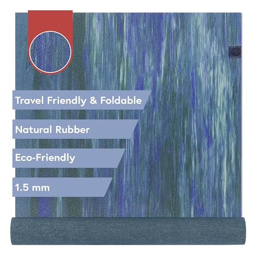 Manduka eKO SuperLite Yoga Mat - 1.5mm Natural Rubber | Foldable & Travel Friendly | Soft Textured Surface | Eco-friendly - color: Blue Toad Marble