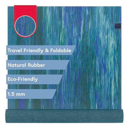 Manduka eKO SuperLite Yoga Mat - 1.5mm Natural Rubber | Foldable & Travel Friendly | Soft Textured Surface | Eco-friendly - color: Blue Toad Marble