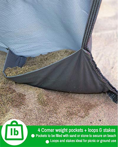 ECCOSOPHY Sandproof Beach Blanket, Oversized Sand Free Mat 9x10 ft - color: Green