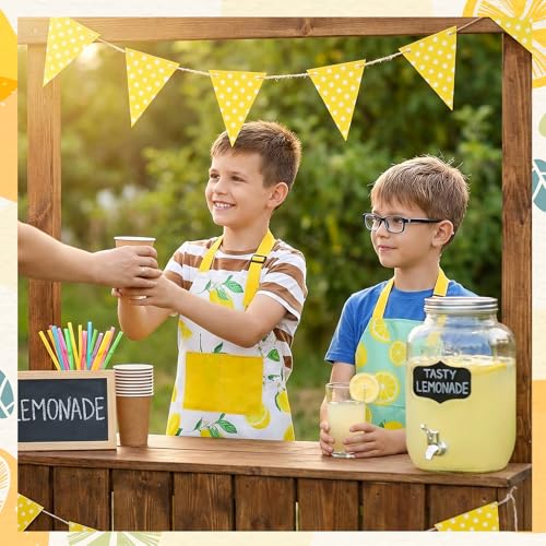 2 Pack Kids Apron, Cute Cooking Aprons, Waterproof Art Apron with Pockets, Toddler Painting Artist Apron Adjustable - color: Lemon, size: 45*62cm