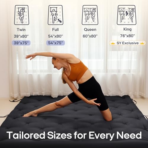 Syrinx Water Resistant Japanese Floor Mattress Futon, Queen Size 80"x60" - color: Black, size: Queen(80"L x 60"W x 2.5"Th)