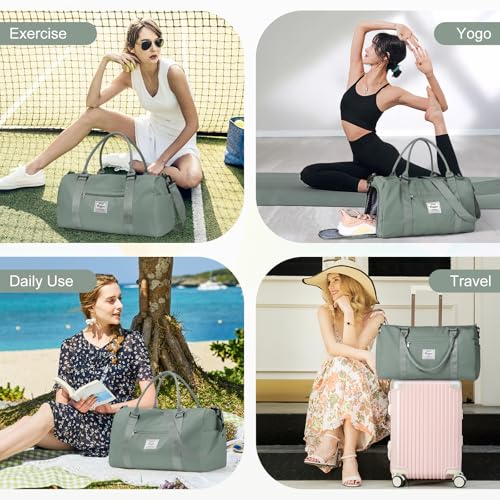 Gym Bagsfor Women Men with Shoes Compartment Sports Duffle Bag Personal item travel Duffel Bags Tote Bags Small Carry on Weekender Overnight Bags Workout Dance Bag Hospital Holdalls Dark Green - color: A12-Olive Green