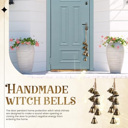 2 Pack Witch Bells Protection for Door Knob Outdoor Bells Hanging Wind Chimes Witchy Things Clear Negative Energy Witch Bells Set Wiccan Bell Witchy Gifts(Classic) - color: Classic