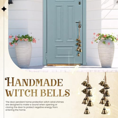 2 Pack Witch Bells Protection for Door Knob Outdoor Bells Hanging Wind Chimes Witchy Things Clear Negative Energy Witch Bells Set Wiccan Bell Witchy Gifts(Classic) - color: Classic