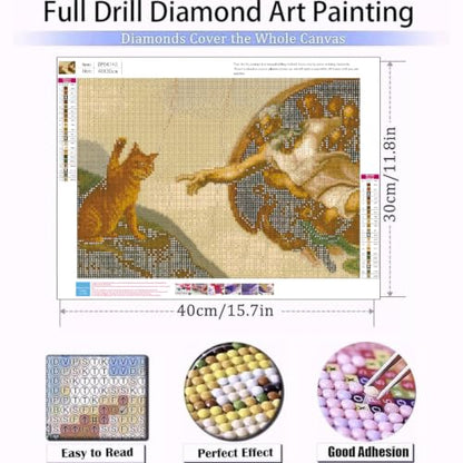 Jesus and Cat Diamond Art Kits for Adult diamond painting kits for adults | Jesus and the Orange Cat DIY Diamond Painting Kits 5D Diamond Dots Gem Art Crafts with Tools,Round Full Drill 12x16inch - color: DP04743