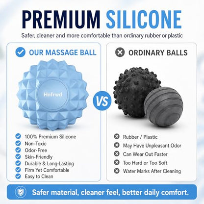 Premium Silicone Foot Massage Ball, 3.3 Inch Spiky Massage Ball for Plantar Fasciitis Relief, Deep Tissue Trigger Point Ball for Feet, Heel, Arch, Legs, Arms & Glutes, Odor-Free