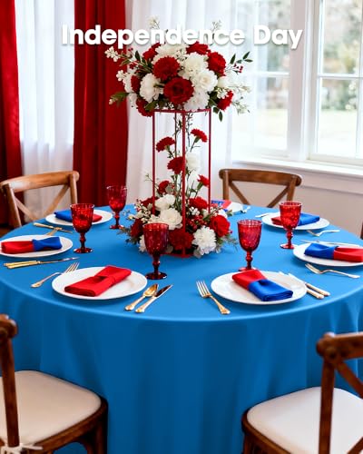 Pureegg Plastic Table Cloth Disposable 8 Pack, 84 Inch Round, Blue | Graduation Party, Class of 2026, Leakproof & Sturdy, Blue, Round Tablecloth - color: Blue, size: 84" Round
