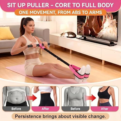 Pedal Resistance Bands with Handles, Upgrade Multi Function Pedal Training Band, 6-Tubes Natural Rubber Foot Pedal Resistance, Fitness Bands for Full Body, Abdomen, Waist, Arm, Leg - color: 핑크
