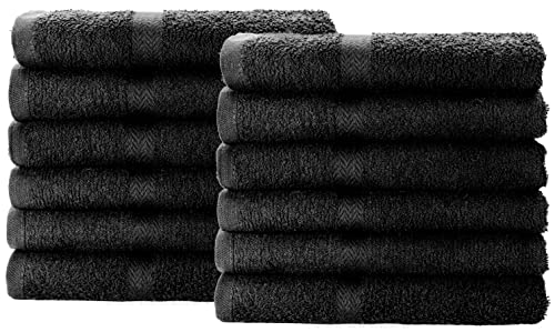 SIMPLI-MAGIC 79178 Cotton Hand Towels, 16"x27", Black, Not Bleach Proof, 12 Count - color: Charcoal, size: 16 in x 27 in