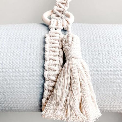 Mollensiuer 1Pc Adjustable Handwoven Yoga Mat Strap, Cotton, Beige, Fabric, Simple Style