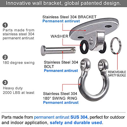 2Pack Heavy Duty Swing Hanger 180° Ceiling Swing Mount 2000 LBS Capacity | Silver Heavy Bag Hanger Hanging Chair Mount Swing Hook Swing Hardware for Hammock Chairs, Porch Swings, Gymnast Ring - color: Silver Swing Hanger (2pack)