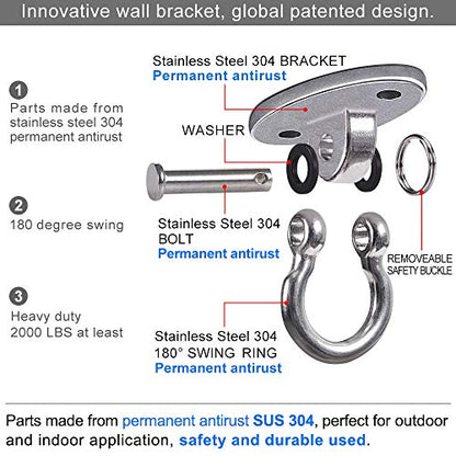 2Pack Heavy Duty Swing Hanger 180° Ceiling Swing Mount 2000 LBS Capacity - color: Silver Swing Hanger (2pack)