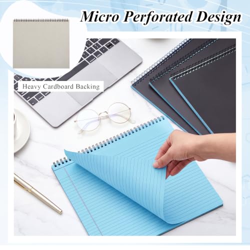 Landscape Legal Pad 11 x 9.5 College Ruled Top Spiral Horizontal Notebook | 4 Blue Pads, 40 Sheets Each, Hole Punched Pages, Simple Color Coding for Classes, Projects, Meetings and Daily Note Taking - color: Blue
