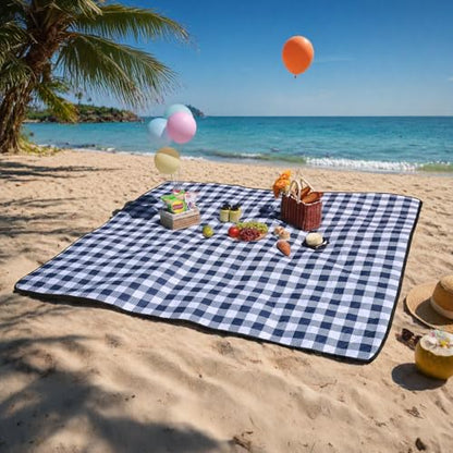 TigeJoy Extra Large Picnic Blanket Waterproof Beach Blanket 80''x100'' - color: Blue, size: 8'4" x 6'8" (Rectangular)