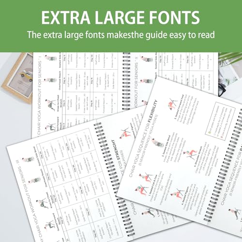 Chair Yoga for Seniors Over 60 Book & Chart, Gentle Seated Chair Yoga Guide, 30-Day Challenge for Flexibility & Balance, A4 Size Easy to Follow Chair Yoga Routine for Older Adults