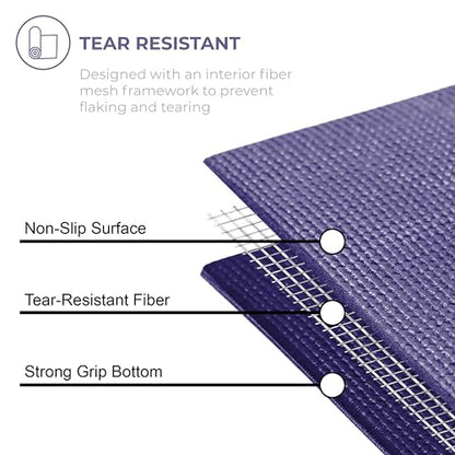 Voyage 5mm Studio Yoga Mats, 10 Pack, 72x24in | Extra Long, Anti-Tear Exercise Mats for Workout, Stretching, Fitness - Non Slip Gym Mats for Home, Schools and Studios - color: Purple