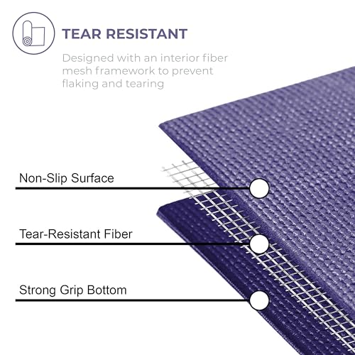 Voyage 5mm Studio Yoga Mats, 10 Pack, 72x24in | Extra Long, Anti-Tear Exercise Mats for Workout, Stretching, Fitness - Non Slip Gym Mats for Home, Schools and Studios - color: Purple