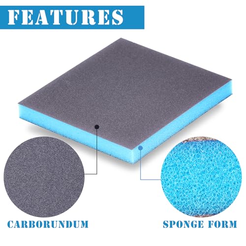16Pcs 150 Grit Sanding Sponge, Jamiikury Sanding Blocks Washable and Reusable, Wet Dry Sandpaper Sponge for Wood Metal Furniture Paint and Drywall - size: 150 Grits