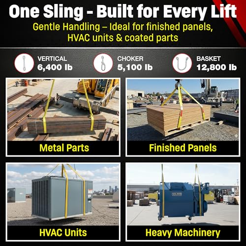 DD Sling (USA Made). 2" wide X (4' to 20' lengths) in Listing! 2 Ply Twisted Eye, Nylon Lifting Slings, Eye & Eye, Heavy Duty (900 webbing), 6,400 lbs Vertical, 5,100 Choker, 12,800 Basket Load Capacity (2inX16ft) - size: 2 in x 16 ft