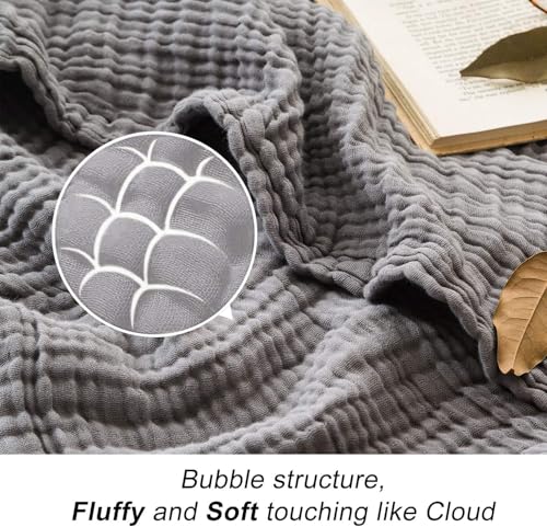 EMME Cotton Blanket Twin XL for Bed Soft Muslin Blankets 66"x90" Lightweight Breathable Layering Bedspread Coverlet All Season Gauze, Grey - color: 06 - Grey, size: Twin XL (66" x 90")