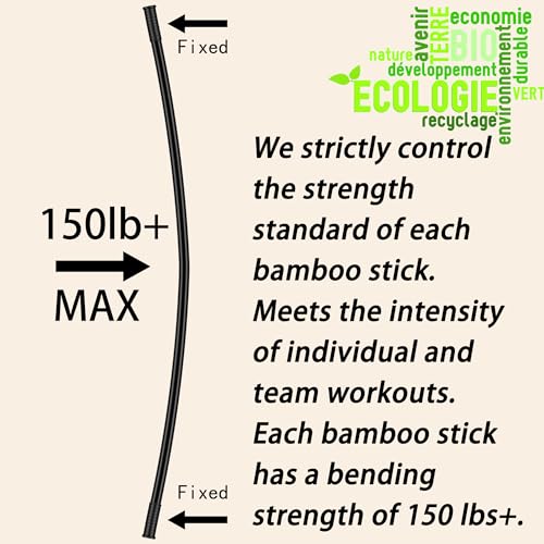5ft Yoga Stick from Natural Bamboo with Non-Slip Handle-Stretching Stick for Mobility, Flexibility,Exercise,Workout, Physical Therapy,Pilates,Balance Fitness-Access Online Video Guide Without Any Info - color: All Black 5ft