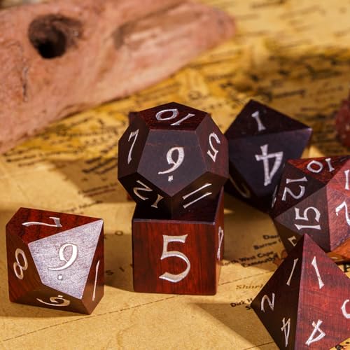 Wooden DND Dice Set Red Sandalwood Wood Dice Set for Tabletop Games - color: Big Red Sandalwood