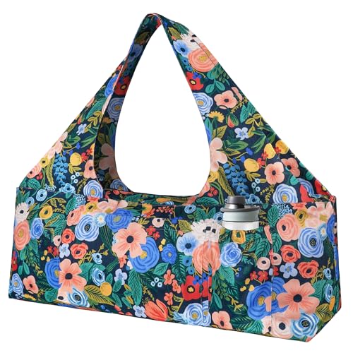 Yoga Mat Bag - Large Yoga Bag with Yoga Mat Strap, Zipper and Pockets - Yoga Bags and Carriers Fits All Your Stuff - Personalized Yoga Mat Bags for Women Fits Most Size Mats - color: Floral