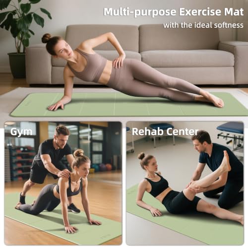 ILILI Foldable Yoga Mat 10mm, Extra Thick, Extra Long, 75x26x0.4 Inch, TPE - color: Matcha Green+Black