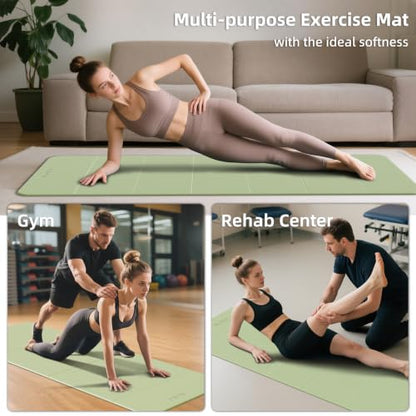 ILILI Foldable Yoga Mat 10mm, Extra Thick, Extra Long, 75x26x0.4 Inch, TPE - color: Matcha Green+Black