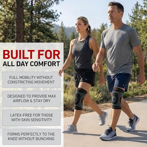 McDavid MD5113-01-35 Knee Sleeve / 4-Way Elastic Black Adult-L - color: Black, size: Large